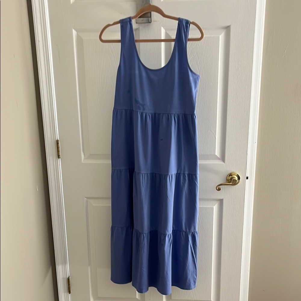 J. Crew Blue Sleeveless Tiered Maxi Dress